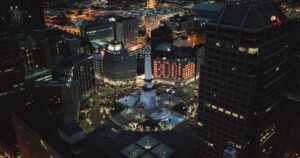 Soldiers and Sailors Monument on Monument Circle, downtown Indianapolis